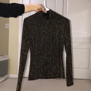 Long sleeve gold glitter top